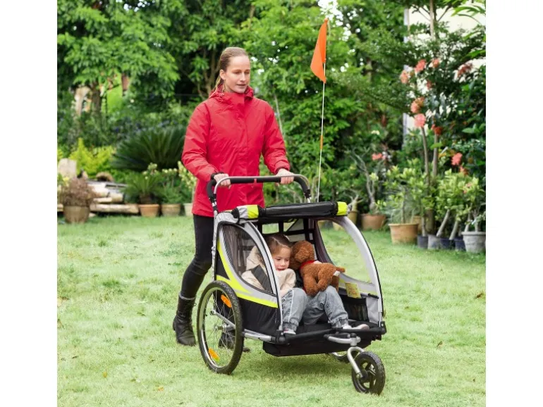 HOMCOM 2 in 1 Kinderfahrradanhänger mit Mesh-Tür