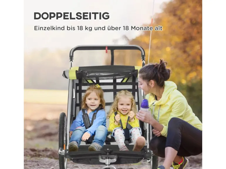 HOMCOM 2 in 1 Kinderfahrradanhänger mit Mesh-Tür