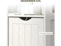 HOMCOM Badezimmerschrank Spanplatte MDF Weiß 30L x 30B x 141,2H cm