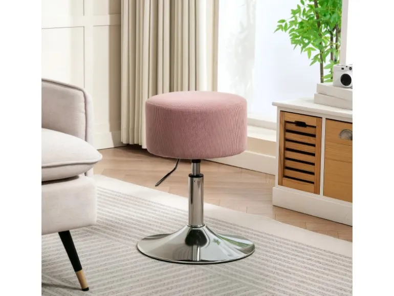 HOMCOM Barhocker Gepolstert Barstuhl für Küche Wohnzimmer Esszimmer Rosa