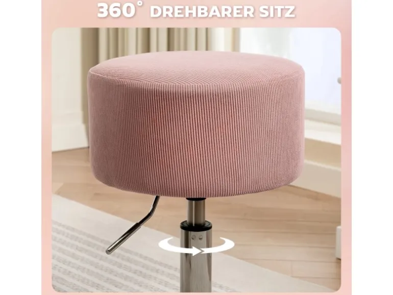 HOMCOM Barhocker Gepolstert Barstuhl für Küche Wohnzimmer Esszimmer Rosa