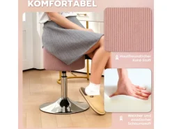 HOMCOM Barhocker Gepolstert Barstuhl für Küche Wohnzimmer Esszimmer Rosa