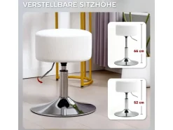 HOMCOM Barhocker Gepolstert mit Metallgestell für Küche Wohnzimmer Weiß
