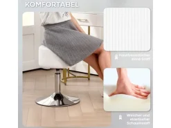 HOMCOM Barhocker Gepolstert mit Metallgestell für Küche Wohnzimmer Weiß