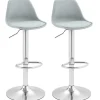 HOMCOM Barhocker mit Stahlgestell Kunstleder Grau 38L x 42B x 82-104H cm