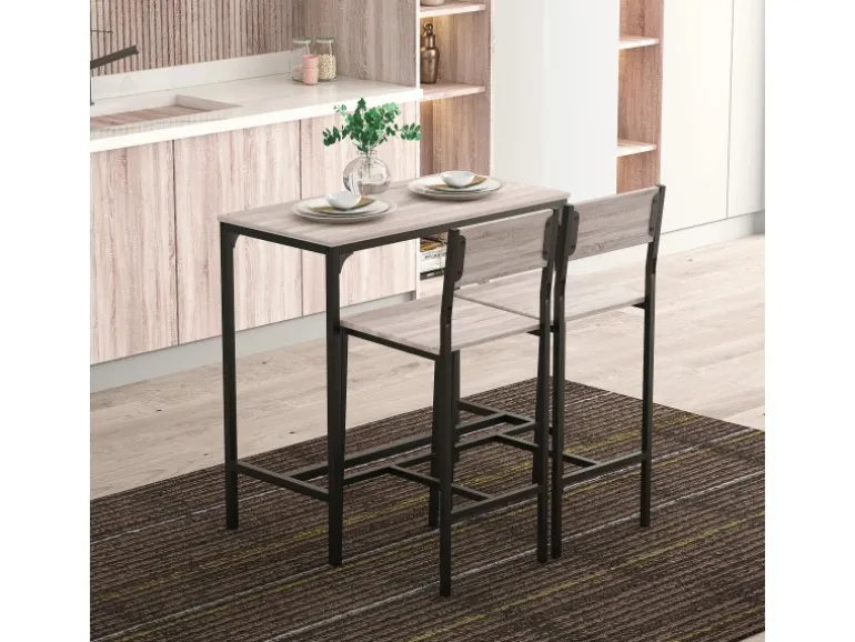 HOMCOM Barmöbel MDF Metall Natur Schwarz L89 x B45 x H87 cm L39 x B45 x H95 cm
