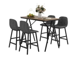 HOMCOM Bartisch mit Barhocker Set 5-Teilige Stahl Dunkelgrau 120 x 60 x 91 cm