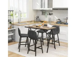 HOMCOM Bartisch mit Barhocker Set 5-Teilige Stahl Dunkelgrau 120 x 60 x 91 cm