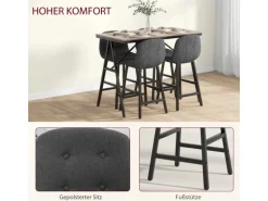HOMCOM Bartisch mit Barhocker Set 5-Teilige Stahl Dunkelgrau 120 x 60 x 91 cm