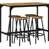 HOMCOM Bartisch mit Barhocker Set 5-tlg. im Industriedesign Rustikal-Braun
