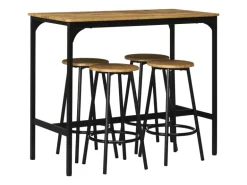 HOMCOM Bartisch mit Barhocker Set 5-tlg. im Industriedesign Rustikal-Braun