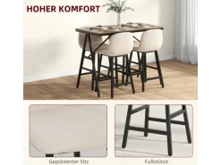 HOMCOM Bartisch mit Barhocker Set 5-Teilige Beige 120 x 60 x 91 cm