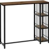HOMCOM Bartisch mit Holzoptik Spanplatte Stahl Braun 120L x 40B x 105H cm