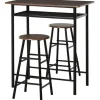 HOMCOM Bartisch Set mit 2 Barhocker MDF Metall Schwarz 80B x 50T x 90H cm