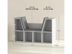 HOMCOM Bücherregal Aufbewahrungsregal Spanplatte Weiß 105L x 30B x 63H cm