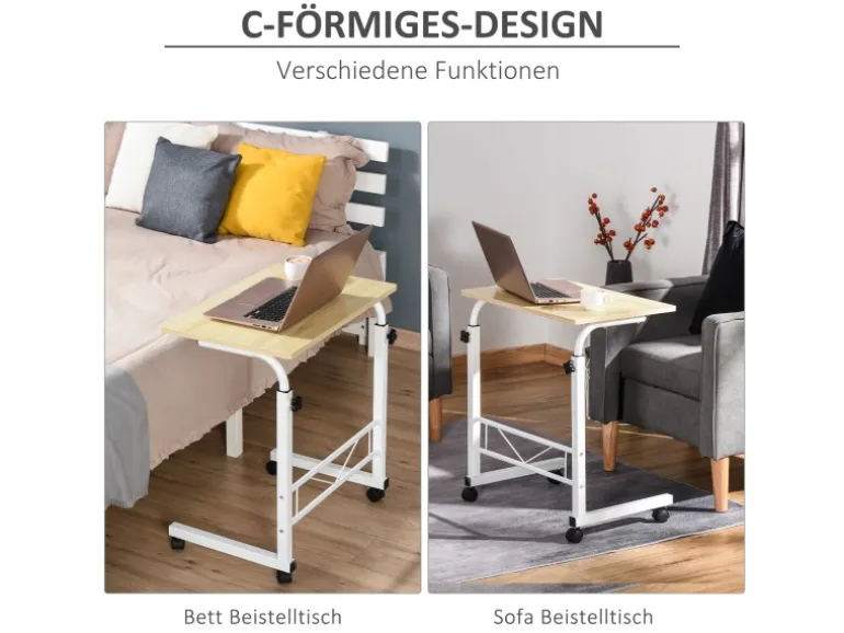 HOMCOM Beistelltisch Höhenverstellbar 60 x 40 x 68-78 cm
