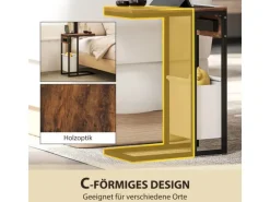 HOMCOM Beistelltisch MDF Stahl 46L x 25B x 62,5H cm Rustikal-Braun