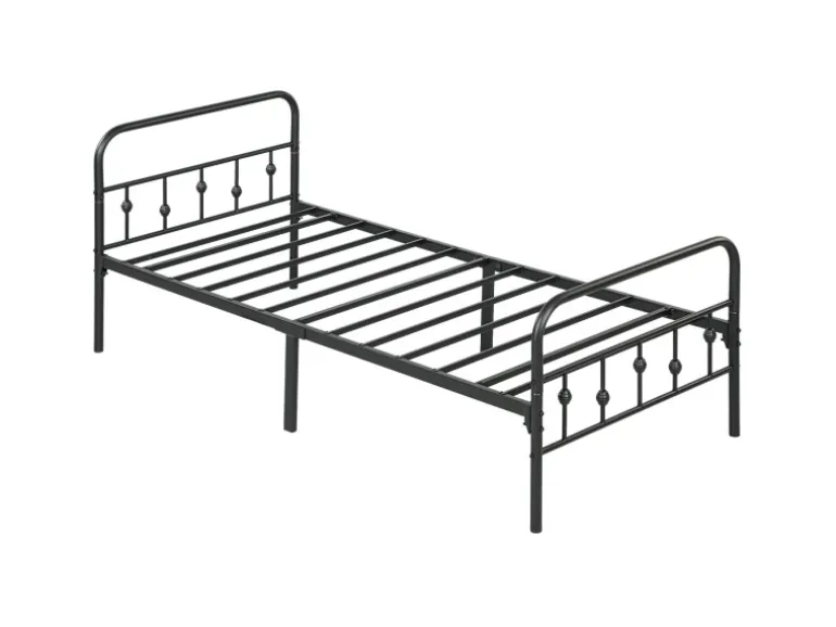 HOMCOM Bettrahmen Bettgestell Metall Schwarz 206,9L x 91,8B x 82,5H cm
