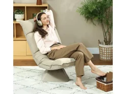 HOMCOM Bodenstuhl 360° Drehbar Bodensessel mit 5-Fach 70L x 62B x 95H cm Beige