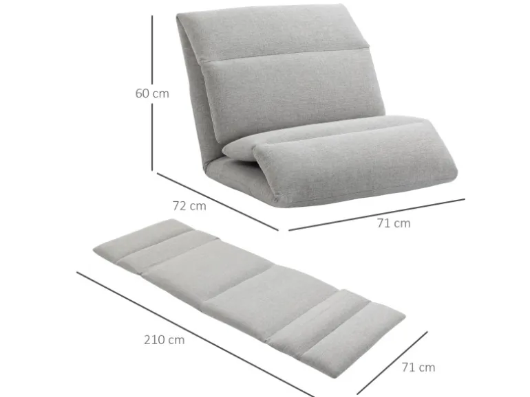 HOMCOM Bodenstuhl mit 5-Stufig mit Liegefunktion 72 x 71 x 60 cm