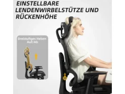 HOMCOM Bürostuhl mit Armlehne Polyester Schwarz 66L x 64B x 114-122H cm