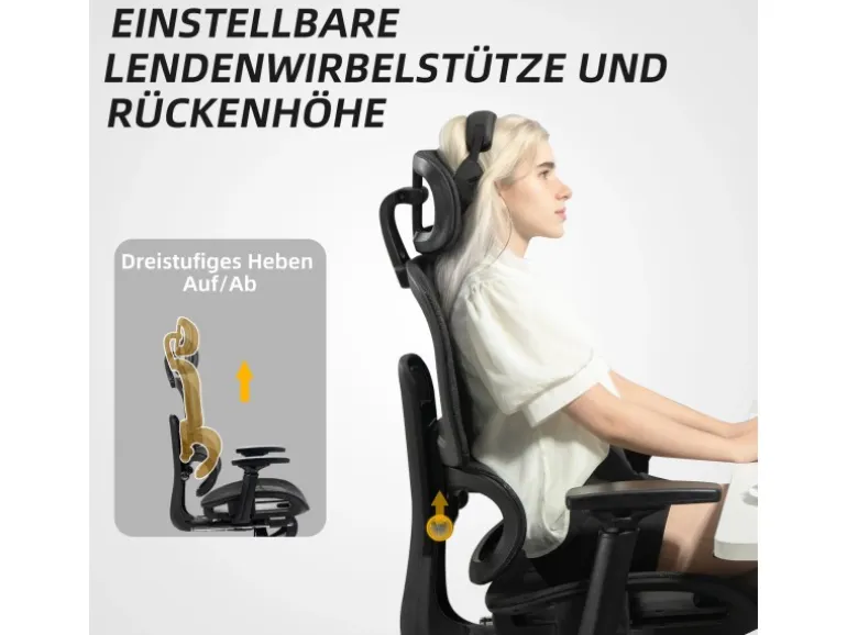 HOMCOM Bürostuhl mit Armlehne Polyester Schwarz 66L x 64B x 114-122H cm