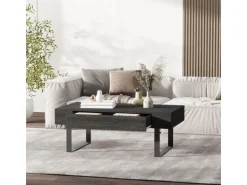 HOMCOM Couchtisch Spanplatte Eisen Dunkelgrau 110B x 60T x 40H cm