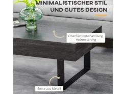 HOMCOM Couchtisch Spanplatte Eisen Dunkelgrau 110B x 60T x 40H cm