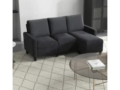 HOMCOM Ecksofa Stoffsofa L-Form Leinen