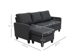 HOMCOM Ecksofa Stoffsofa L-Form Leinen