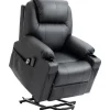HOMCOM Elektrischer Aufstehsessel Kunstleder Stahl Schwarz 88L x 99B x 106H cm