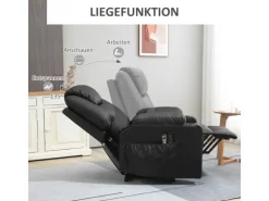 HOMCOM Elektrischer Aufstehsessel Kunstleder Stahl Schwarz 88L x 99B x 106H cm
