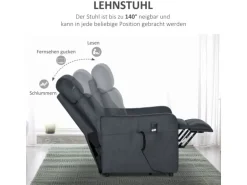 HOMCOM Elektrischer Liftstuhl Polyesterstoff Stahl Grau 71L x 94B x 104H cm