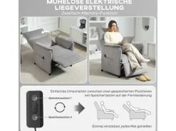 HOMCOM Elektrischer Relaxsessel Polyester Schaumstoff 83L x 80B x 104H cm Grau