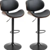 HOMCOM 2er-Set Barhocker Höhenverstellbar mit Fußstützen Schwarz 53 x 52 x 92-112cm