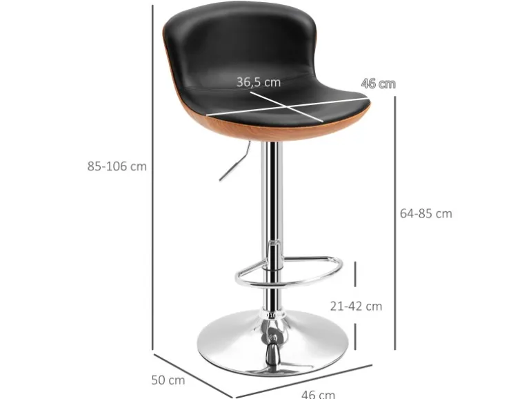 HOMCOM 2er-Set Barhocker mit Rückenlehne Drehbar