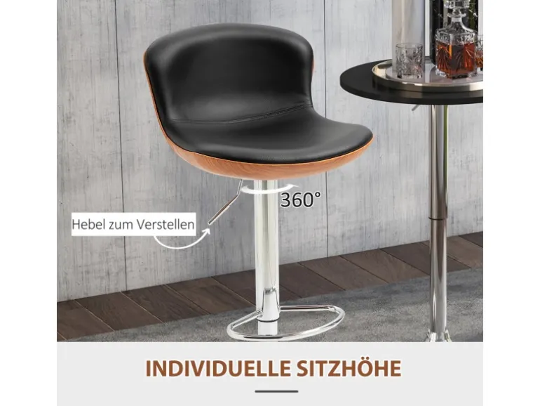 HOMCOM 2er-Set Barhocker mit Rückenlehne Drehbar