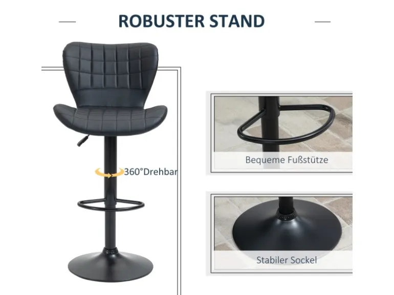 HOMCOM 2er-Set Barstuhl Barhocker Bistrohocker