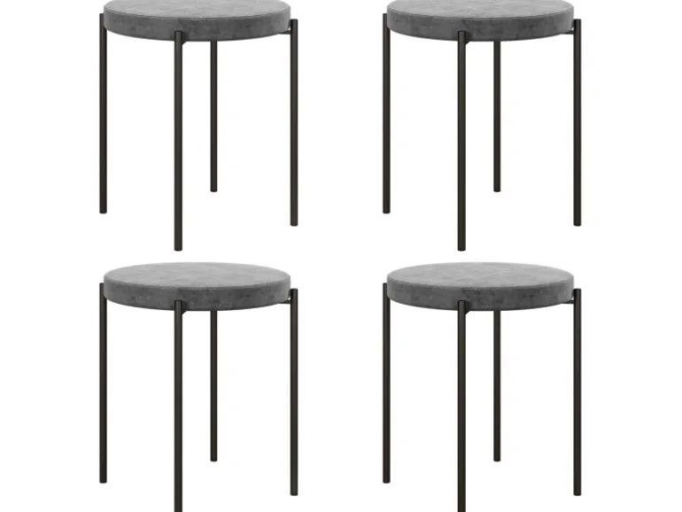 HOMCOM 4er-Set Hocker Metall