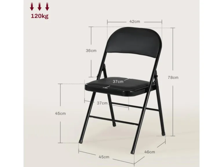 HOMCOM 4er-Set Klappstühle Tragbar mit Kissen Stahlbeine Kunstleder
