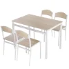 HOMCOM Essgruppe mit 4 Stühlen MDF Metall Hellgrau L100 x B63 x H76,5 cm