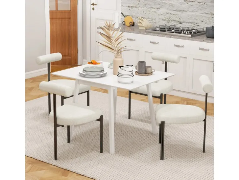 HOMCOM Esstisch für 2-4 Personen Kiefernholz Weiß 110L x 86B x 75H cm