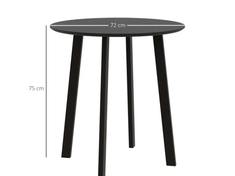 HOMCOM Esstisch für 4 Personen MDF Stahl Schwarz 72L x 72B x 75H cm