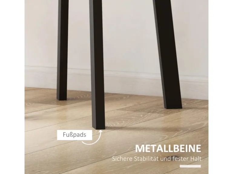 HOMCOM Esstisch für 4 Personen MDF Stahl Schwarz 72L x 72B x 75H cm