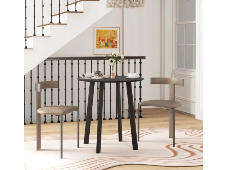 HOMCOM Esstisch für 4 Personen MDF Stahl Schwarz 72L x 72B x 75H cm