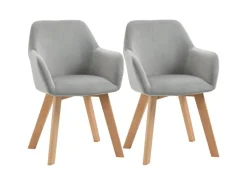 HOMCOM Esszimmerstühle 2er Set mit Gummierten Holzbeinen