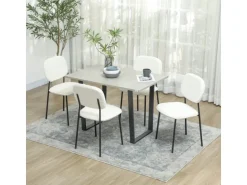 HOMCOM Esszimmerstühle Polyester Stahl 49L x 47B x 85H cm Weiß