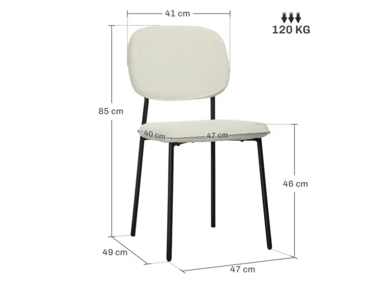 HOMCOM Esszimmerstühle Polyester Stahl 49L x 47B x 85H cm Weiß