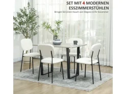 HOMCOM Esszimmerstühle Polyester Stahl 49L x 47B x 85H cm Weiß