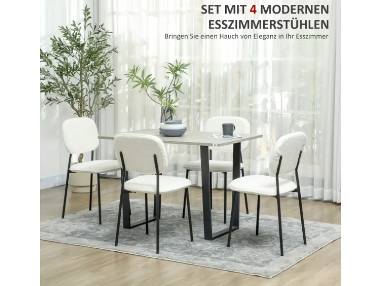 HOMCOM Esszimmerstühle Polyester Stahl 49L x 47B x 85H cm Weiß
